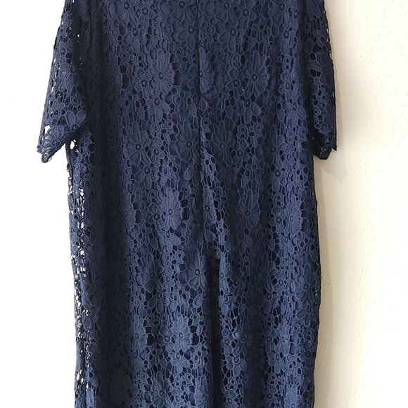 Nina Leonard Navy Blue Lace Dress, Plus size 3X - Picture 2 of 16